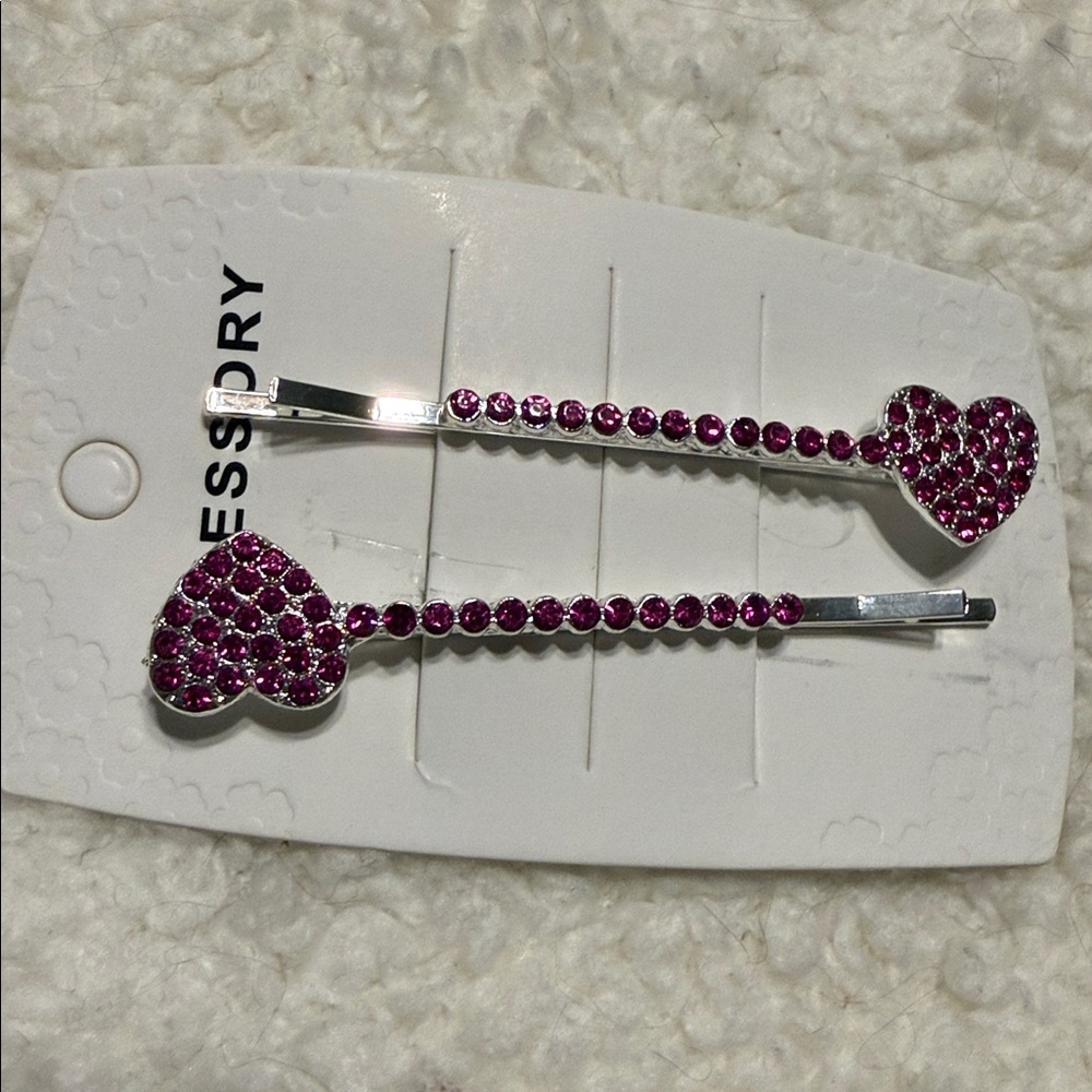 Heart Rhinestone Hair Clips Set - Picture 6 of 15